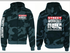 Street Workout Performance hrubá maskáčová mikina na zips s kapucou vzor Nightcamo - Nočný maskáč " Splinter "